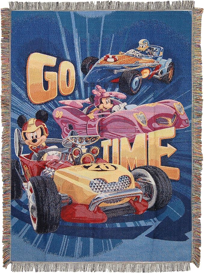 Disney's Mickey and the Roadster Racers, "Let's Race" Woven Tapestry Throw Blanket, 48" x 60", Multi Color