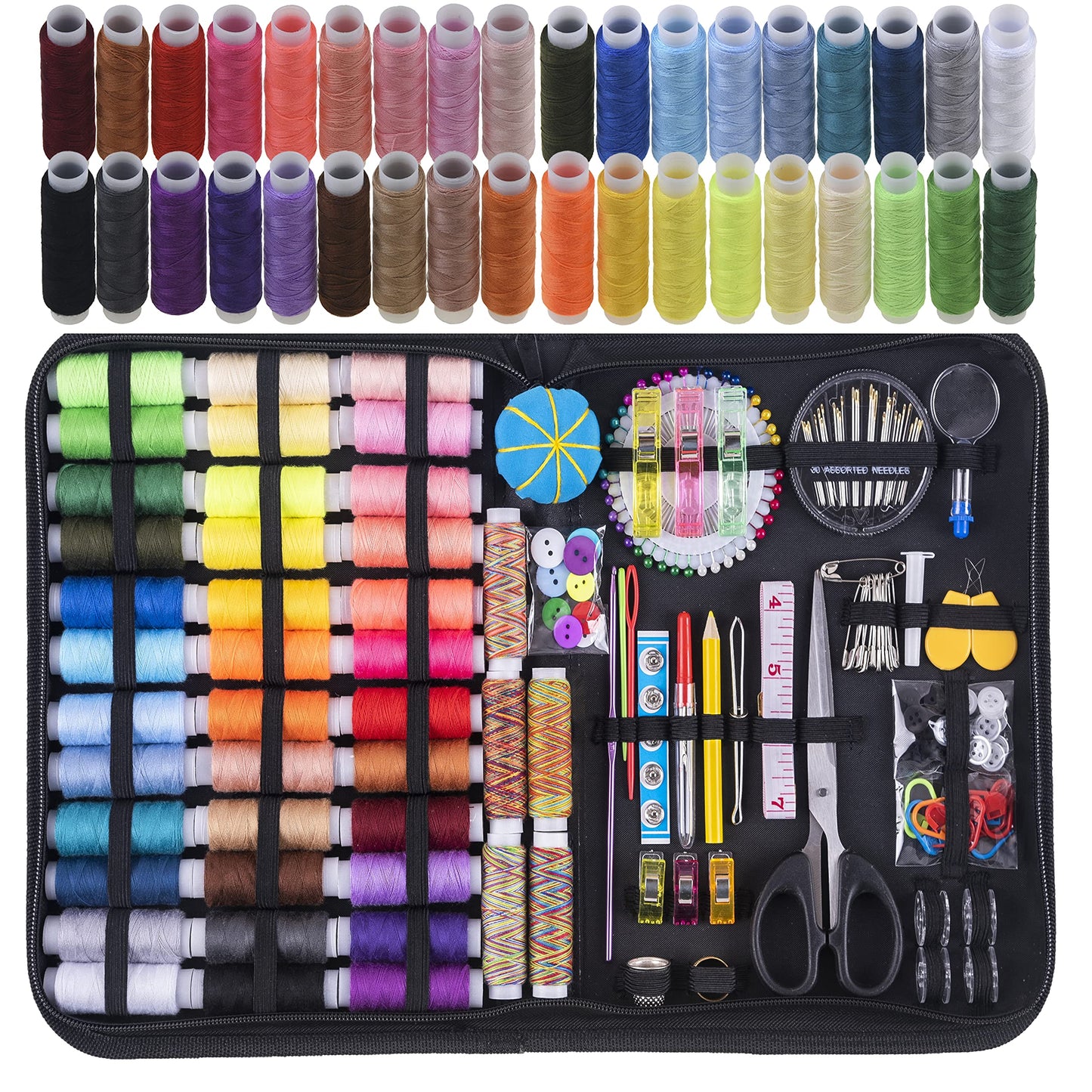 INSCRAFT Sewing Kit, 200 Premium Sewing Supplies, 41 XL Thread Spools, Suitable for Traveller, Adults, Beginner, Emergency, DIY and Home by INSCRAFT
