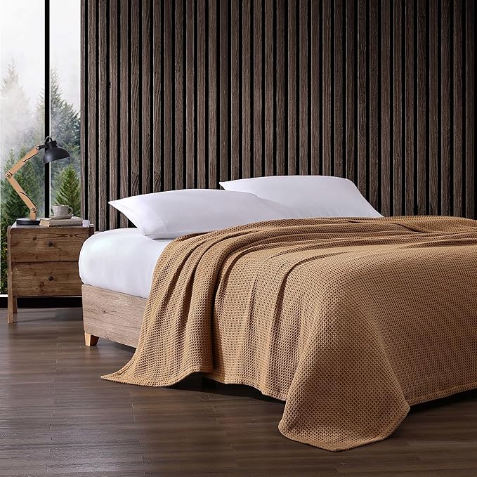 Eddie Bauer Blanket Soft Waffle Weave Bedding, Medium Weight Bedroom Decor, Softens Every Wash, King, Brown