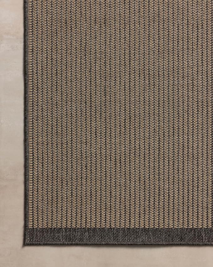 Loloi Chris Loves Julia Providence Collection PRC-03 Wheat/Charcoal 6'-3" x 9'-2", .12" Pile Height, Indoor/Outdoor Area Rug