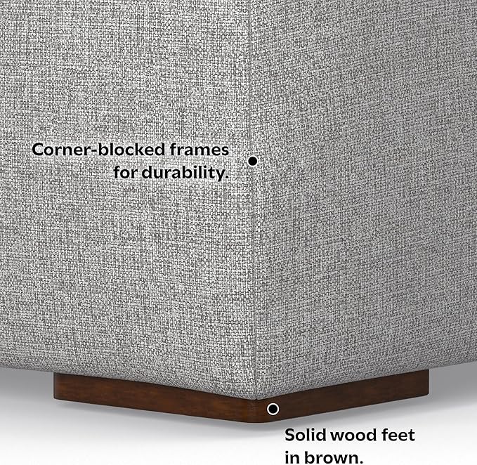 SIMPLIHOME Rex Left Corner Sectional Modular Sofa and Ottoman Set in 100% Recycled Polyester Tightly Woven Performance Fabric, Pale Grey, 116-inch-wide L-Shaped Sofa and 34-inch-Wide Ottoman