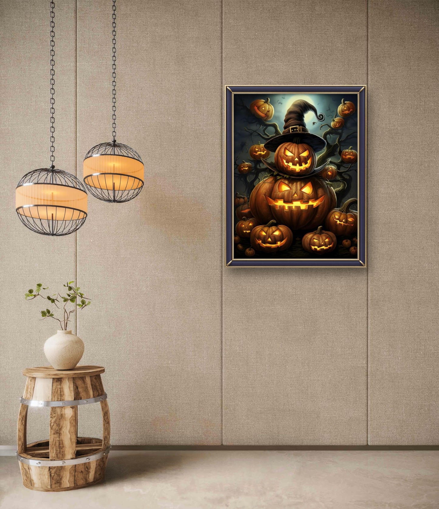 Leczany Cross Stitch Stamped Kit for Beginner - Halloween Pumpkin | DIY Embroidery Starter Patterns Craft Kit Needlepoint for Adults | 11CT, 3 Strands | 13x16.9 inches