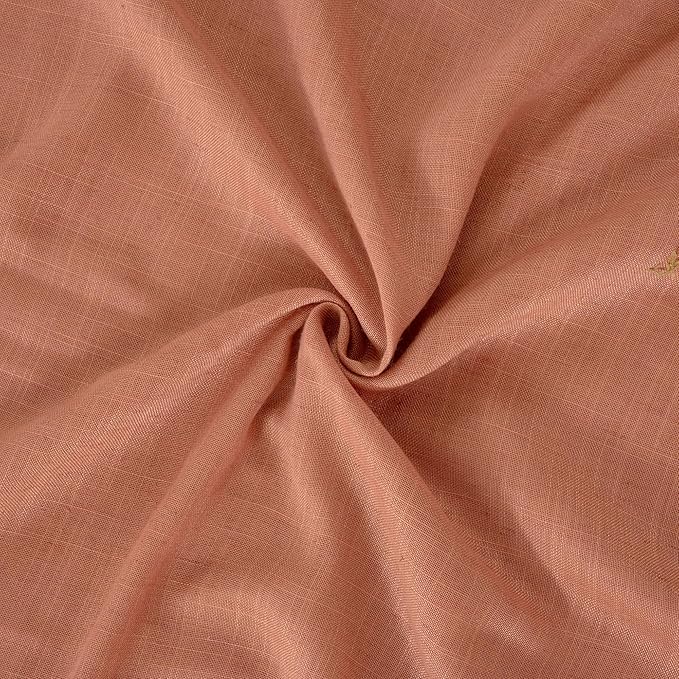 BGment Rust Terracotta Linen Curtains 45 Inch Length, Burnt Orange Semi Sheer Drapes for Bathroom Short Living Room Windows Lightweight with Rod Pocket, 2 Panels Set, Each 42 Inch Wide