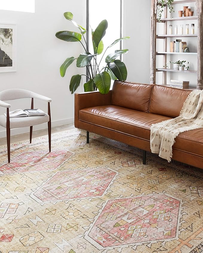 Loloi II Skye Collection SKY-04 Gold/Blush 2'-6" x 7'-6" Runner Rug