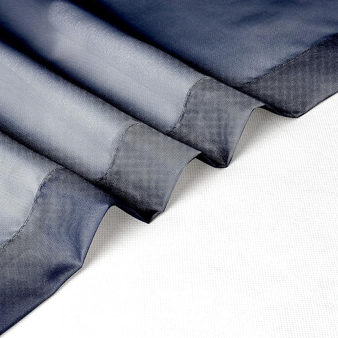 Chyhomenyc Sheer Window Valance Curtains, 42x14 Inches Light Filtering Valances Windows Treatment, Small Rod Pockets Voile Sheer Curtains for Living Room/Bathroom/Basement, Navy Blue, 2PCS