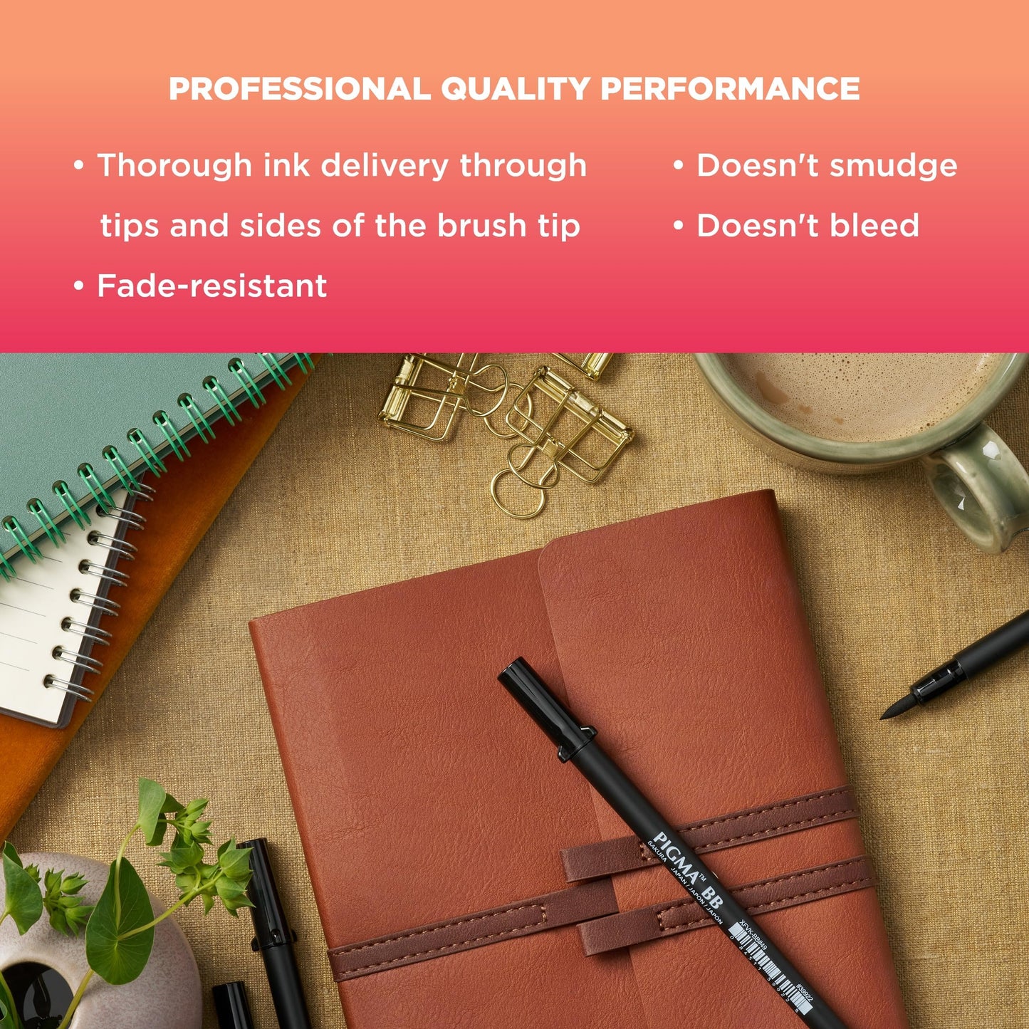 SAKURA Pigma Professional Brush Pen PPBVariation, 6 Set, Black, 6 Pack