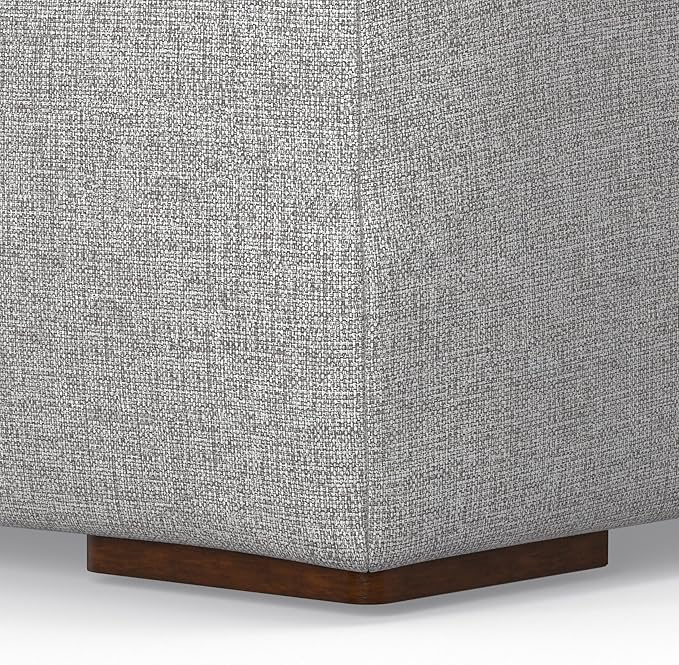 SIMPLIHOME Rex Left Corner Sectional Modular Sofa and Ottoman Set in 100% Recycled Polyester Tightly Woven Performance Fabric, Pale Grey, 116-inch-wide L-Shaped Sofa and 34-inch-Wide Ottoman