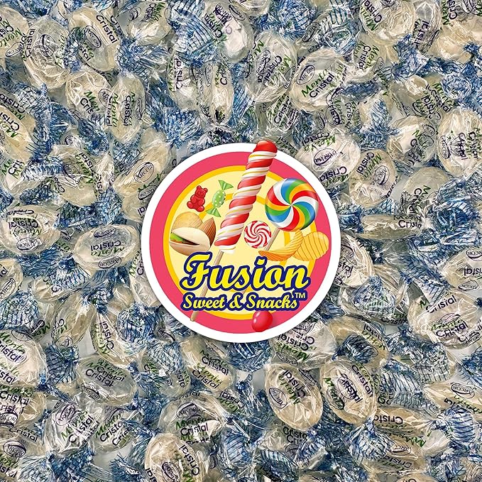 Crystal Candy Hard Mints - 2 Pounds (Approx. 200 Pieces) Arcor Blue Crystal Mint Candy Individually Wrapped, Breath Mints Bulk, After Dinner Mint, Bulk Candy