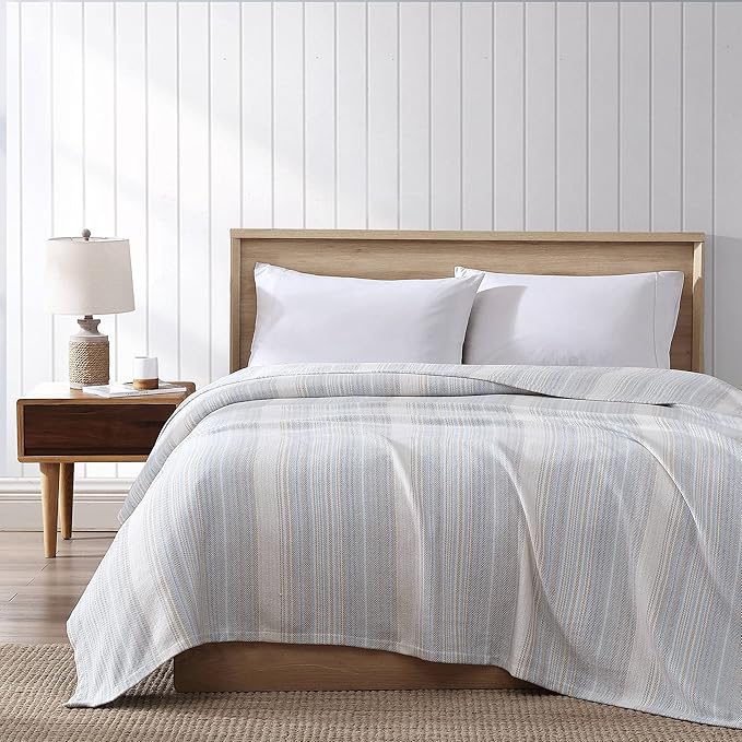 Tommy Bahama - Queen Blanket, Soft Cotton Bedding, Coastal Inspired Bedding Essentials (Sandy Shore Turquoise, Queen)