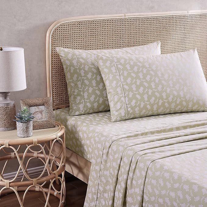 Tommy Bahama - King Sheets, Cotton Percale Bedding Set, Crisp & Cool, Stylish Bedding Set (Aloha Pineapple Green, King)