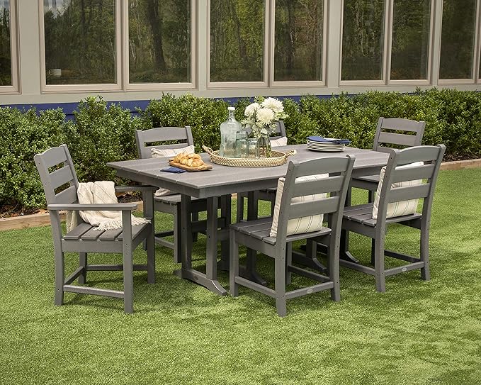 POLYWOOD Lakeside Outdoor Dining Table, Black, All-Weather HDPE Patio Furniture, Made in USA, Deck, Garden, Pool