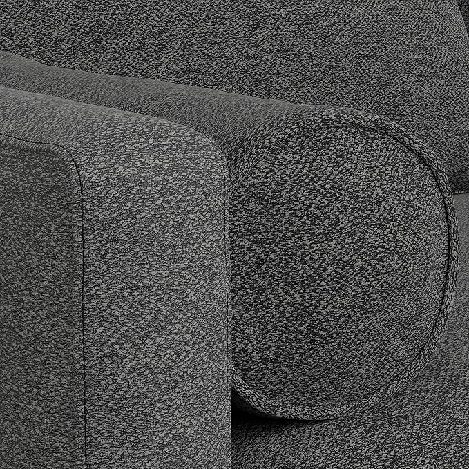 SIMPLIHOME Morrison Mid-Century Modern 72 inch Wide Sofa with Ottoman Set in Charcoal Grey Tightly Woven Performance Fabric for the Living Room and Family Room