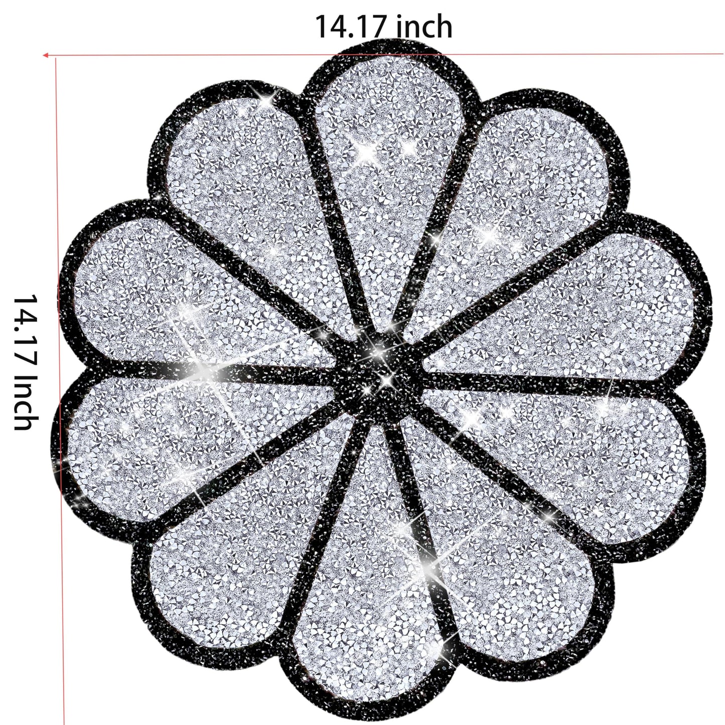 Washable Waterproof Diamond Circle Placemats for Round Tablescape Decor for Dinner and Kitchen Bling Placemats for Weddings & Special Events -2 PCS (Silver and Black)