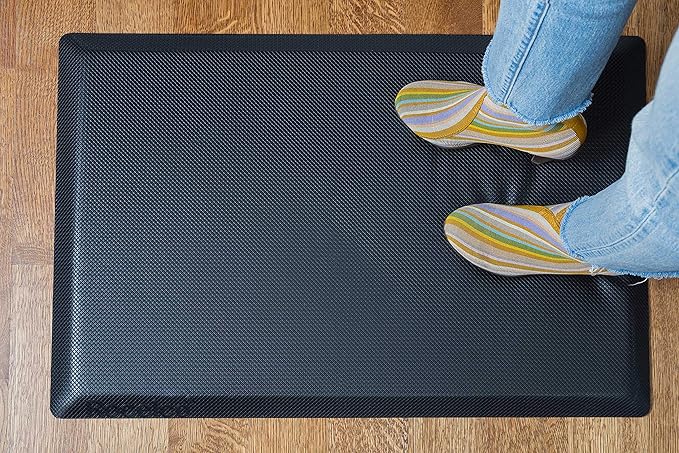 Rocelco 40" Large Height Adjustable Standing Desk Converter with Anti Fatigue Mat BUNDLE - Tall Quick Sit Stand Up Computer Workstation Riser - Retractable Keyboard Tray - Black (R DADRB-40-MAFM)