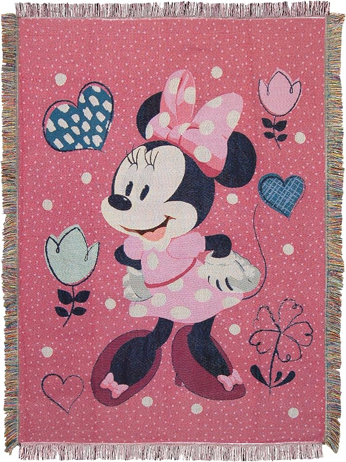 Northwest Mickey Mouse Woven Tapestry Throw Blanket, 48" x 60", Minnie to the Rescue