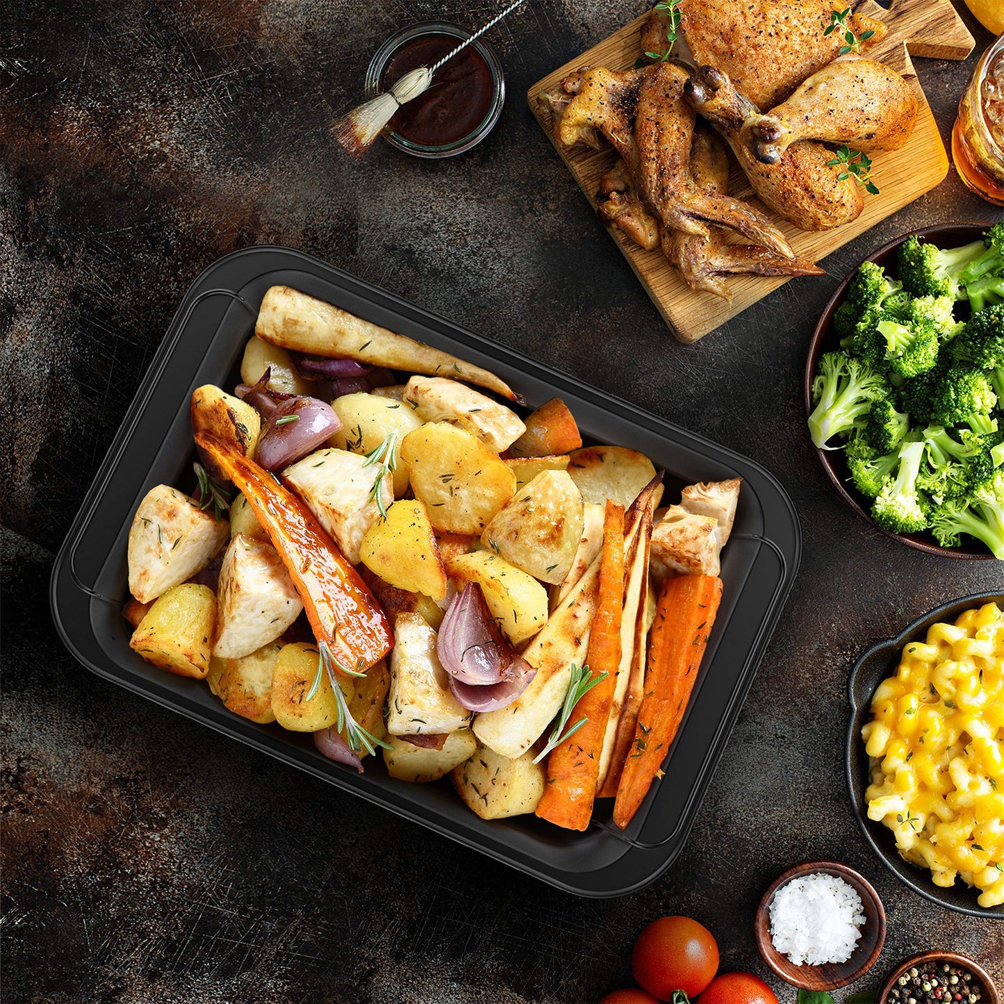 Roasting Pan with Rack-Nonstick Oven Roaster with Removable Grid to Drain Fat and Grease-Healthier Cooking with Kitchen Bakeware by Classic Cuisine