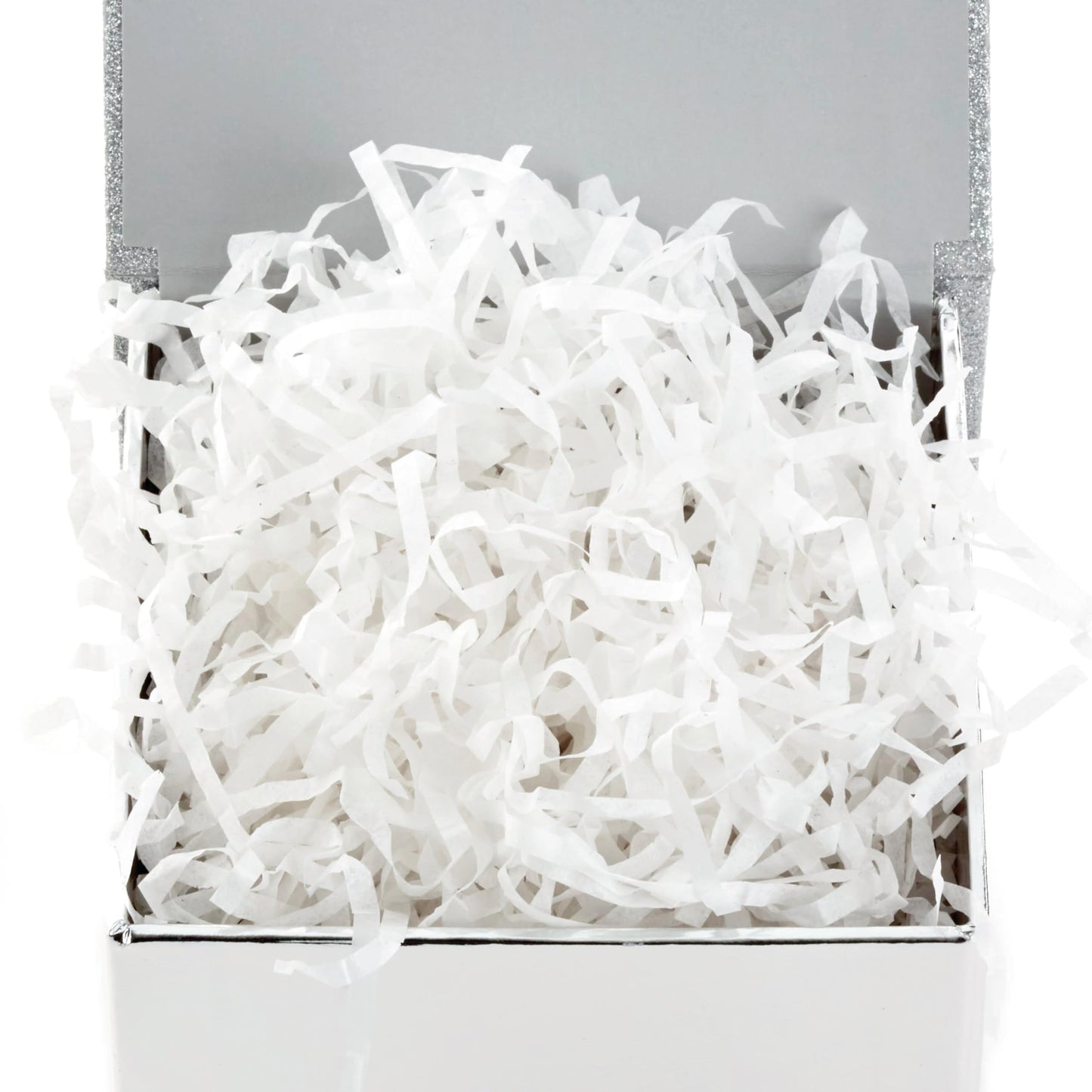 Hallmark Small Gift Box with Bow and Shredded Paper Fill (Silver Signature 4 inch Gift Box with Glitter) for Weddings, Graduations, Bridal Showers, Anniversaries, All Occasion