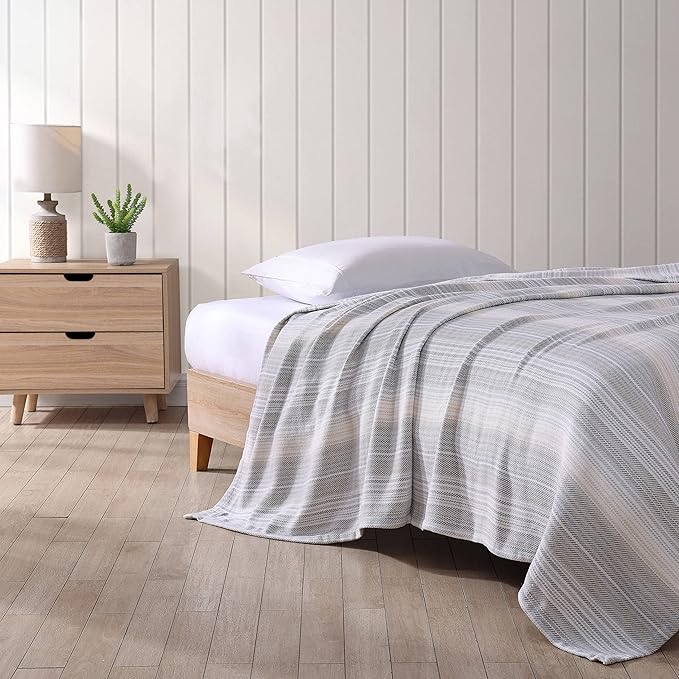 Tommy Bahama - Queen Blanket, Soft Cotton Bedding, Coastal Inspired Bedding Essentials (Sandy Shore Turquoise, Queen)