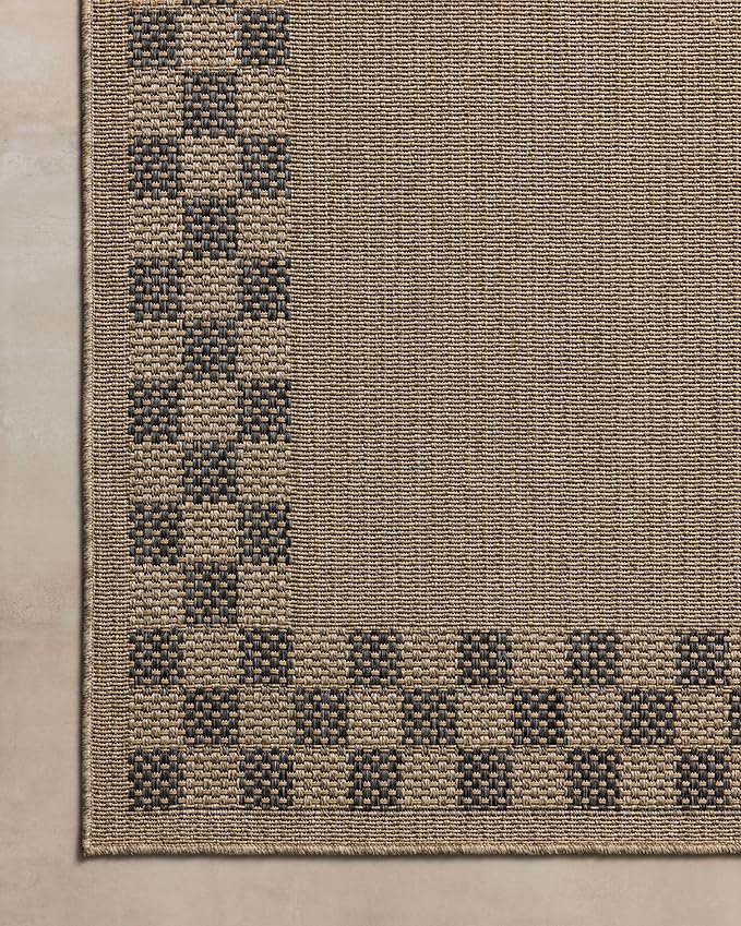 Loloi Chris Loves Julia Providence Collection PRC-01 Natural/Charcoal 2'-3" x 7'-7", .12" Pile Height, Indoor/Outdoor Runner Rug