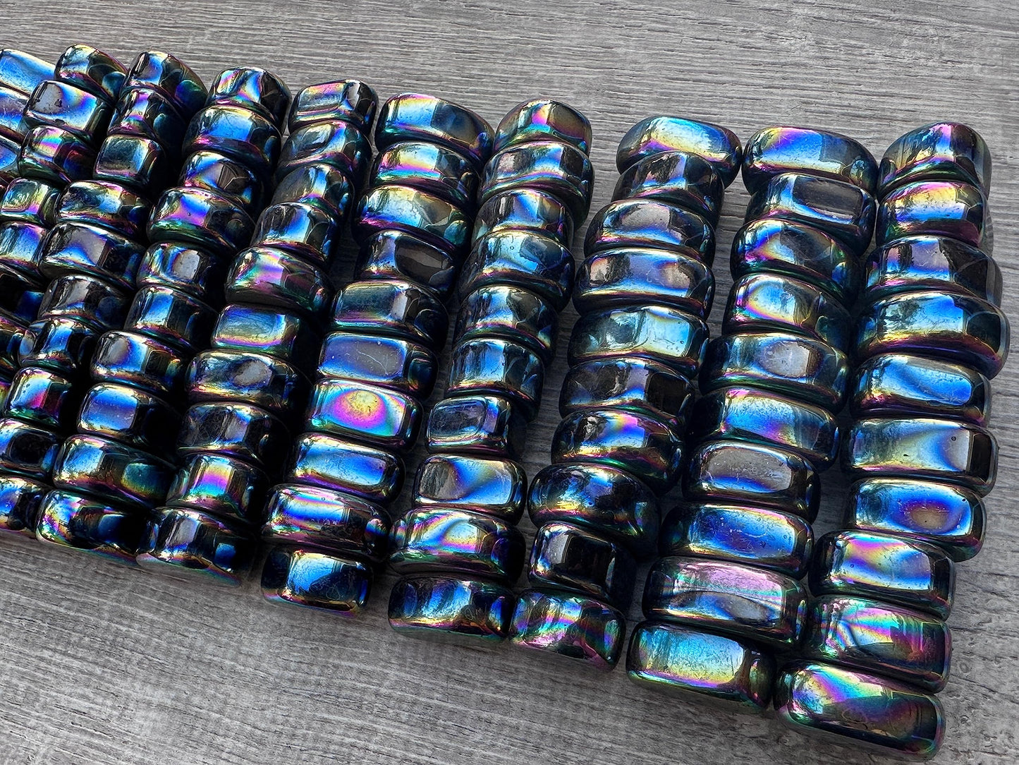GAF TREASURES 5 Pcs Rainbow Magnetic Hematite Tumbled Stones, Polished Natural Rainbow Magnetic Hematite Gemstone, Rainbow Magnetic Hematite Healing Crystals (Rainbow Magnetic Hematite)