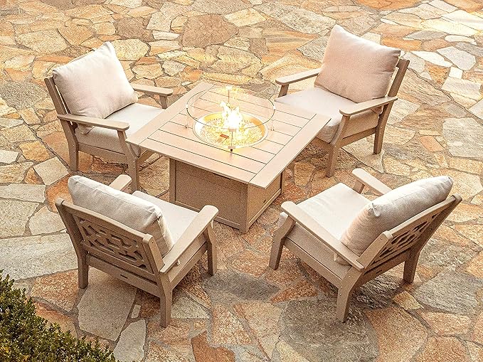 Martha Stewart by POLYWOOD® Chinoiserie Deep Seating Chair in Sand/Ash Charcoal