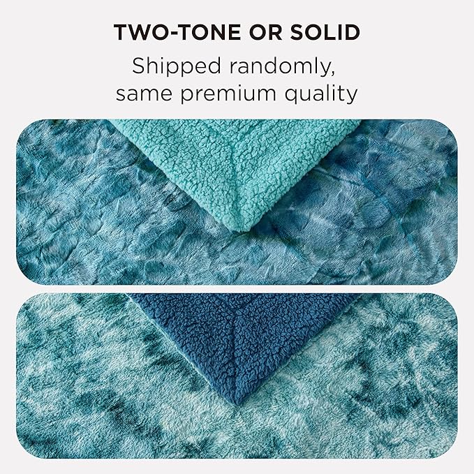 Bedsure Sherpa Blanket - Soft, Fuzzy & Fluffy Faux Fur - Warm, Cozy Throw Blanket for Couch, Sofa and Bed, Tie Dye Design, Teal, 50x60 Inches