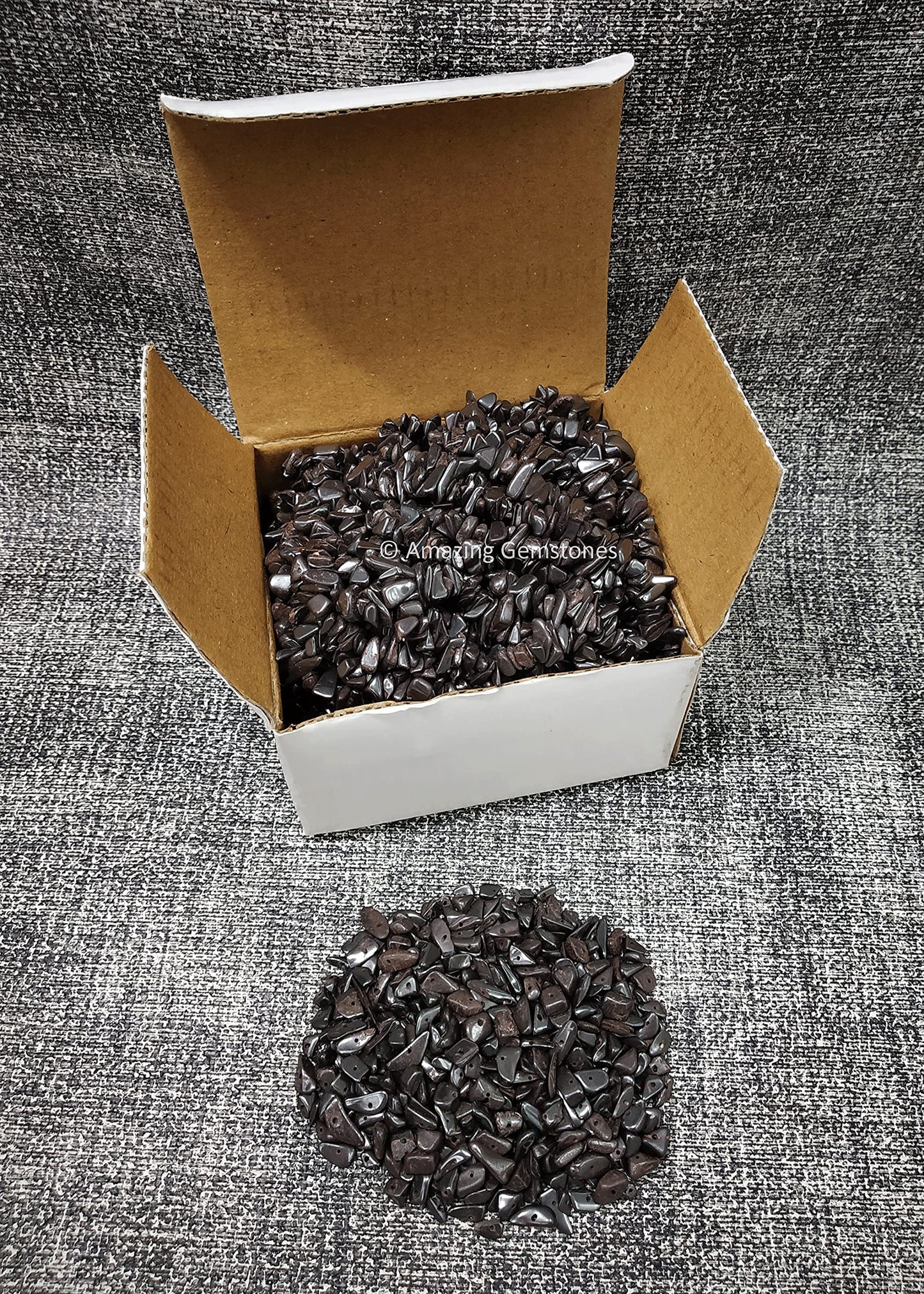 Hematite Pre Drilled Crystal Crushed Chips Beads for Bracelets Making, DIY Handmade Natural Healing Crystals (25 Inch Strand)