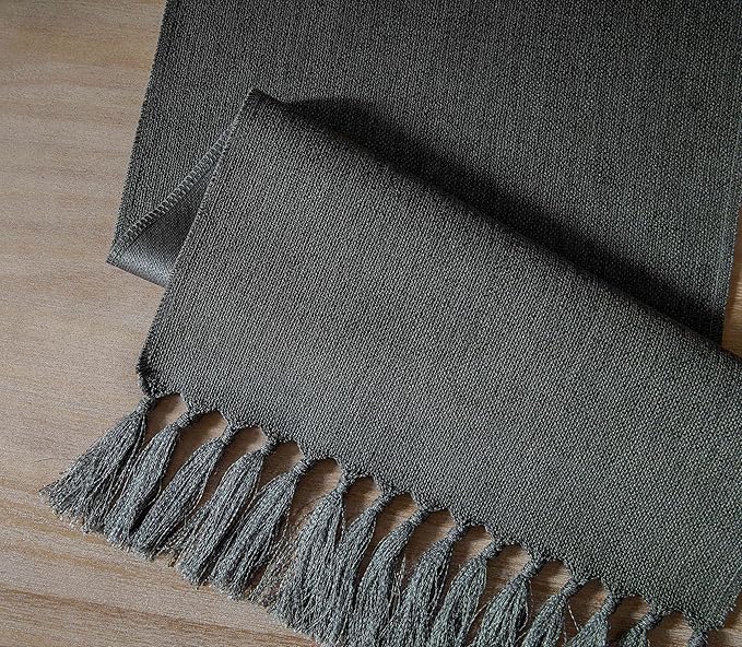 ZeeMart Graphite Grey Table Runners 72 Inches Long, Burlap Linen Style Rustic Farmhouse Table Runner, Boho Woven Dining Table Runner, 13x72 Inches, Graphite Grey
