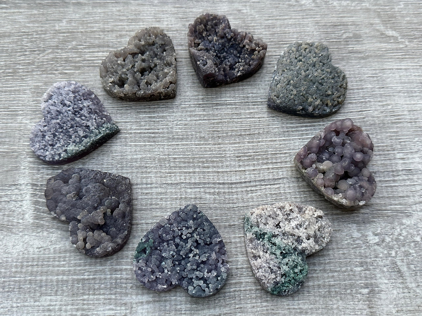 GAF TREASURES Grape Agate Gemstone Hearts, Polished Grape Agate Puffy Hearts, Grape Agate Crystal Palm Stone, Grape Agate Healing Crystal Hearts (1 Heart)