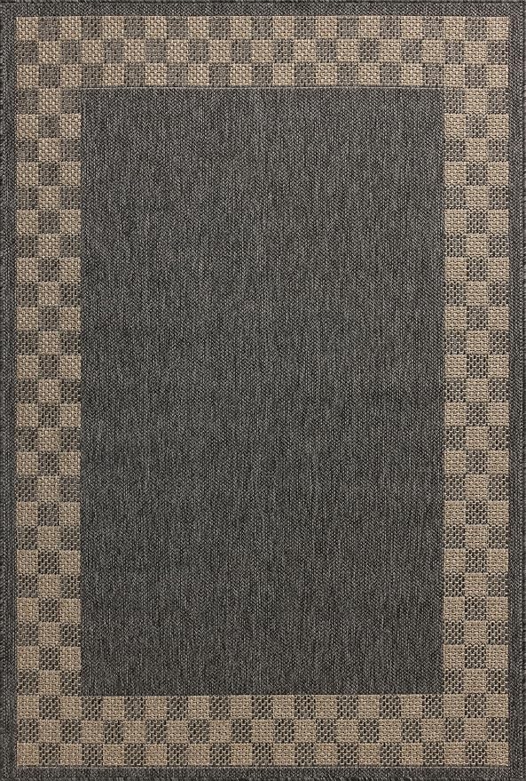 Loloi Chris Loves Julia Providence Collection PRC-01 Charcoal/Natural 2'-3" x 7'-7", .12" Pile Height, Indoor/Outdoor Runner Rug