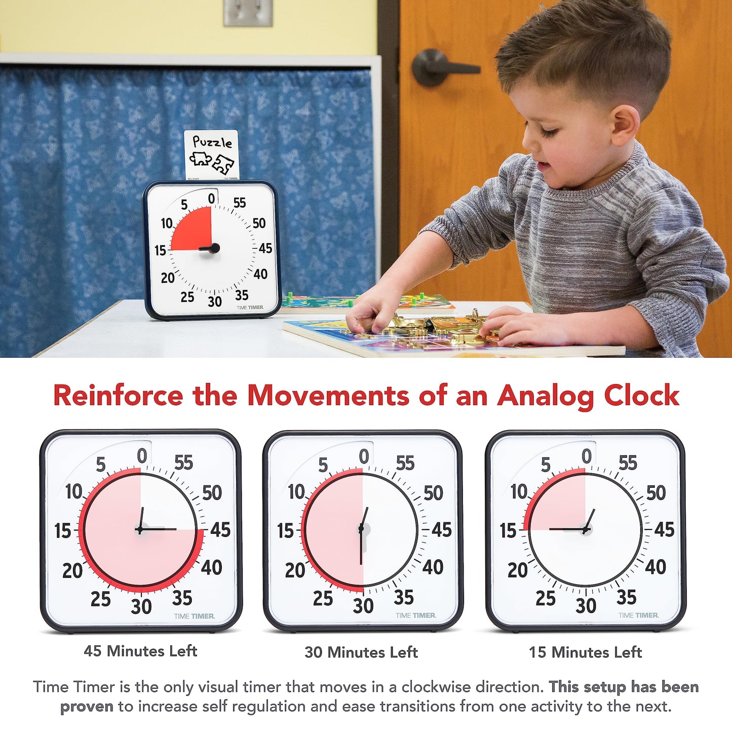 TIME TIMER 8 inch Visual Timer - 60 Minute Desk Countdown Clock with Dry Erase Activity Card, Also Magnetic - for Kids Classroom, Homeschooling Study Tool, Task Reminder, Home and Kitchen Timer
