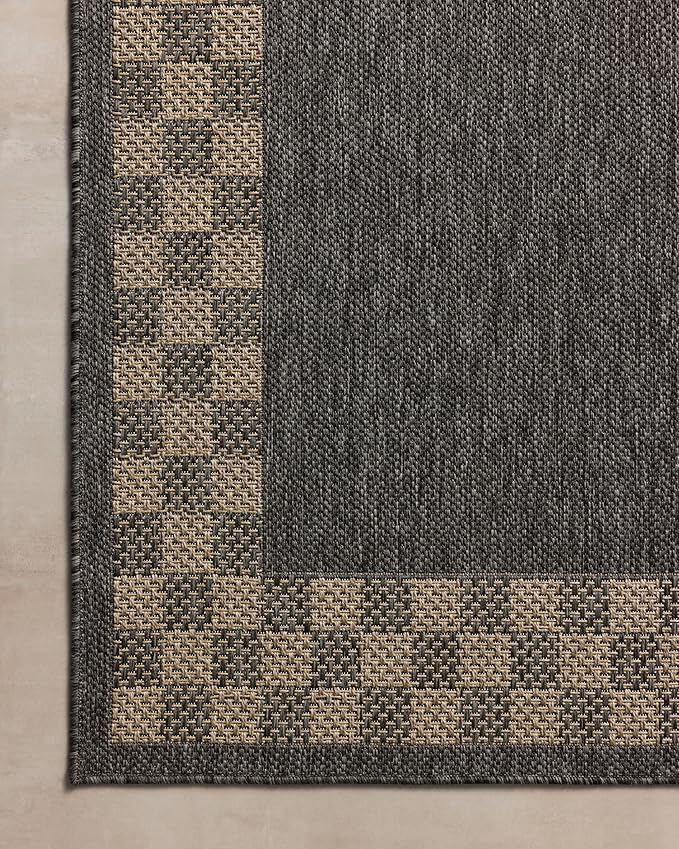 Loloi Chris Loves Julia Providence Collection PRC-01 Charcoal/Natural 8'-6" x 12', .12" Pile Height, Indoor/Outdoor Area Rug