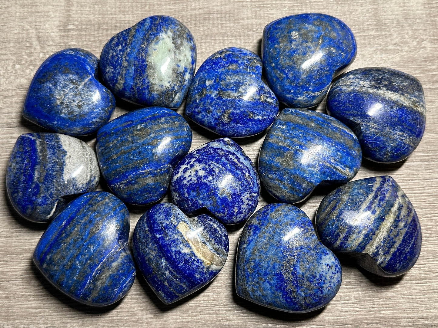 Lapis Lazuli Gemstone Hearts, Polished Lapis Lazuli Puffy Hearts, Lapis Lazuli Crystal Palm Stone, Lapis Lazuli Healing Crystal Hearts (1 Heart)