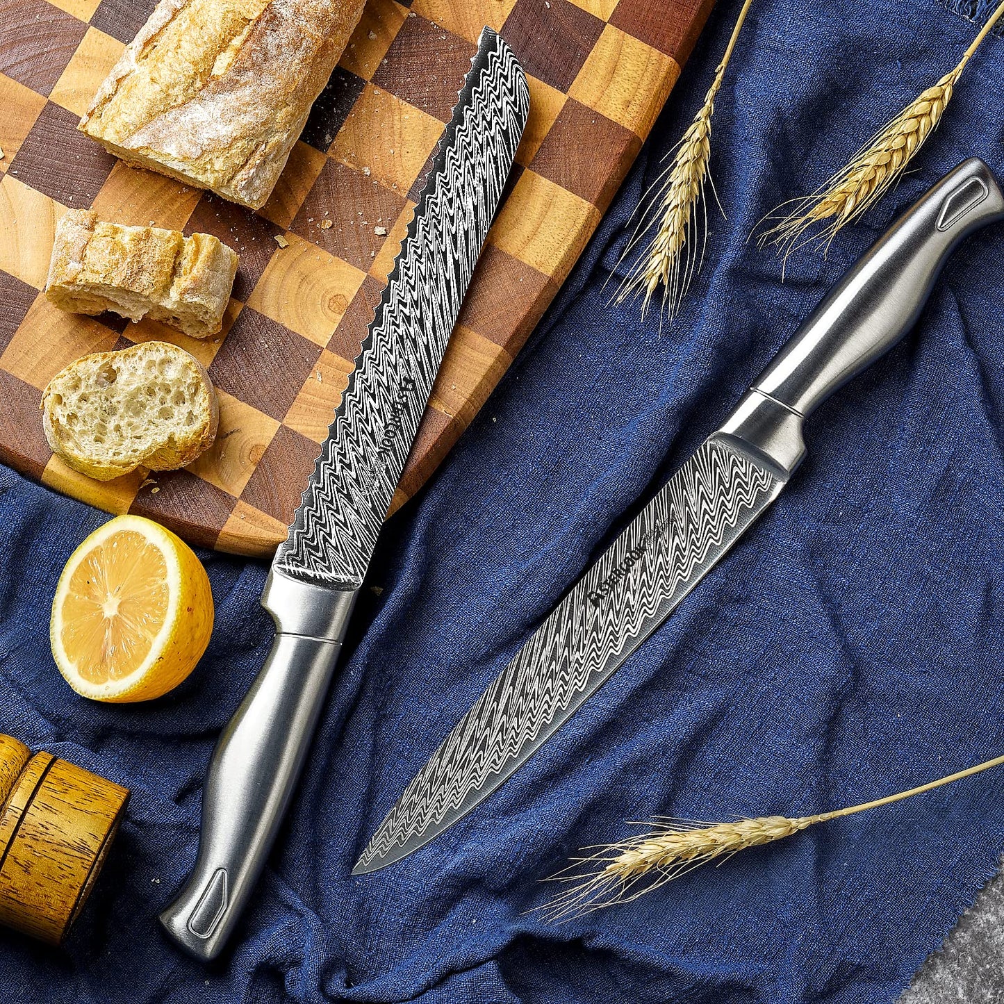 Astercook Knife Set, 15-Piece Kitchen Knife Set with Block, Built-in Knife Sharpener, German Stainless Steel Knife Block Set, Dishwasher Safe