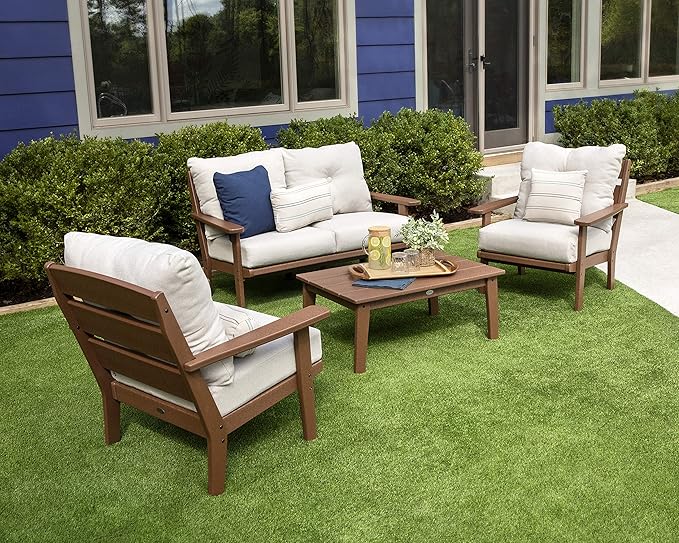 POLYWOOD® Lakeside Deep Seating Set, White/Navy