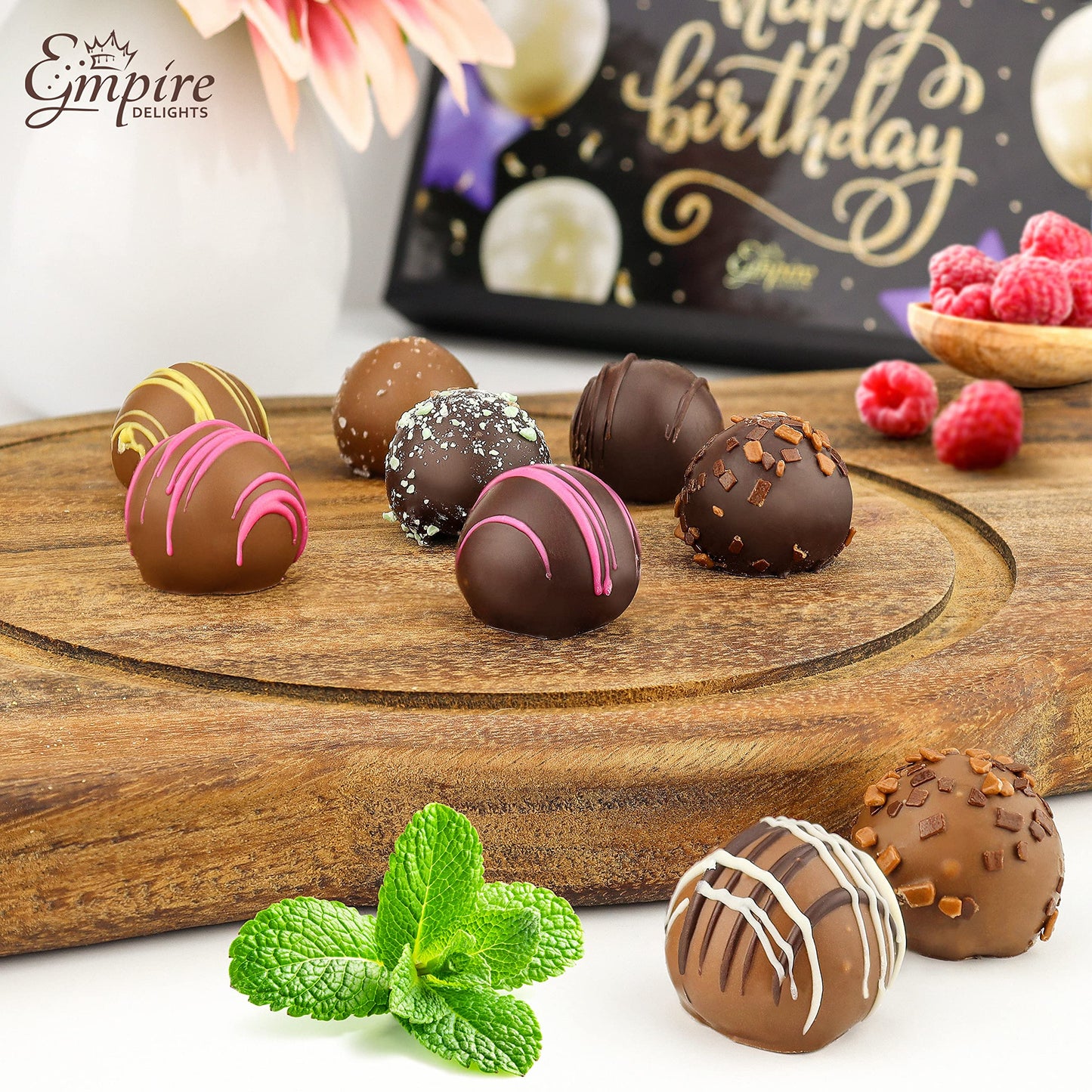 Happy Birthday Chocolates - 12 Assorted Milk & Dark Chocolate Truffles - Gourmet Box - Birthday Gifts for Women & Men, 6 oz