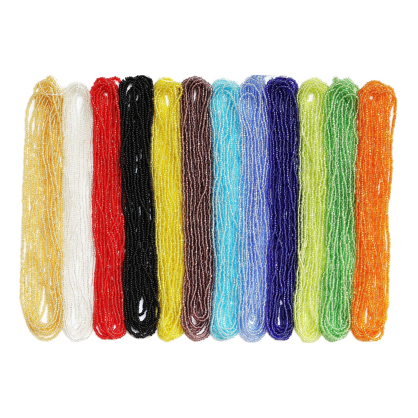BALABEAD 11/0 Glass Seed Beads 1 Hank 3 Meters (12 String Hanks,Total 12 Colors) Glass Silver Lined