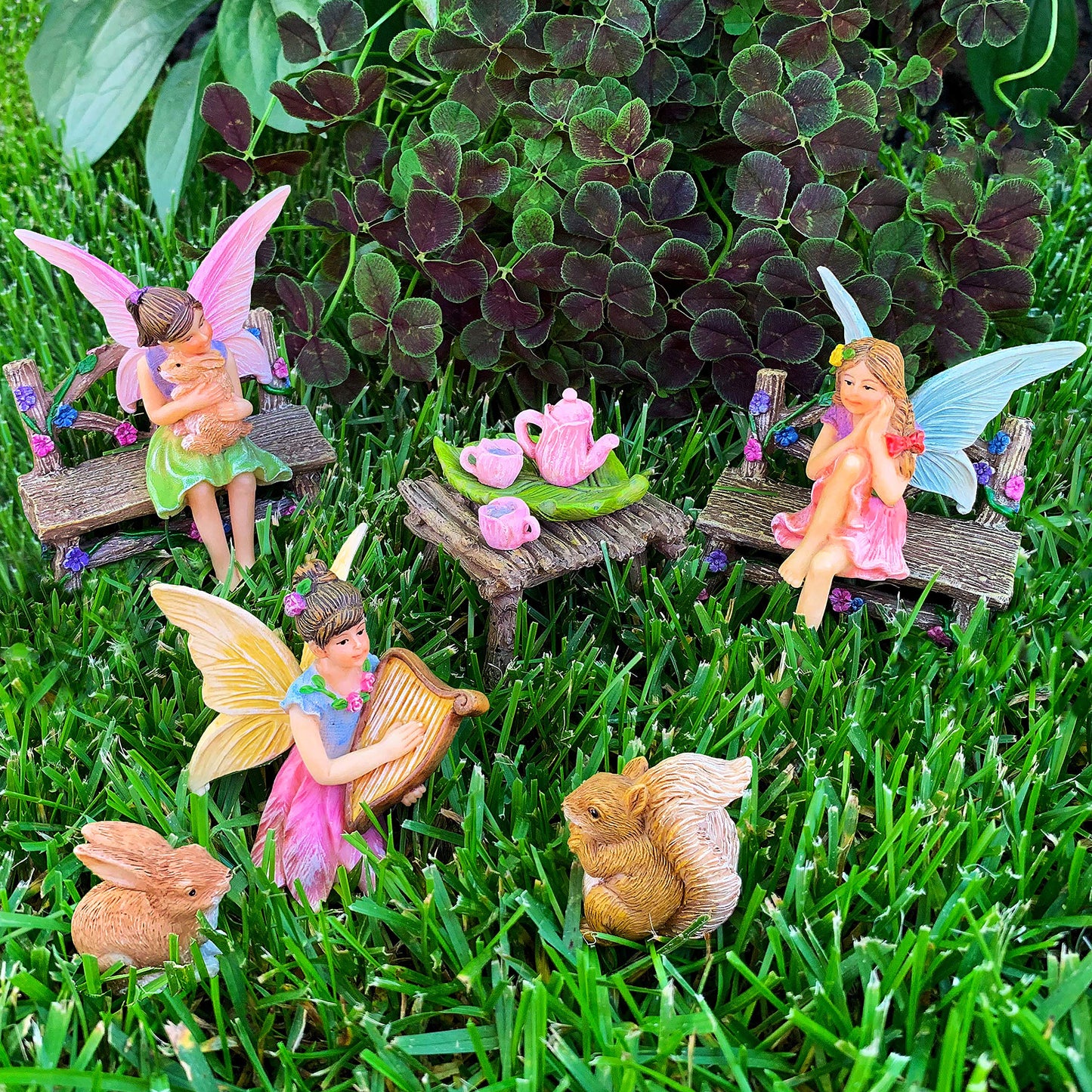 Mood Lab Fairy Garden Figurines - Miniature Decor Set (12 pcs) - Statues & Accessories - Outdoor & Indoor Garden Decor