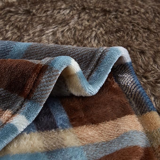 MERRYLIFE Throw Blanket Plaid Sherpa | Ultra-Plush Soft Colorful Oversized | Decorative Couch Travel Blanket | Queen Size(90" 90", Greenland)