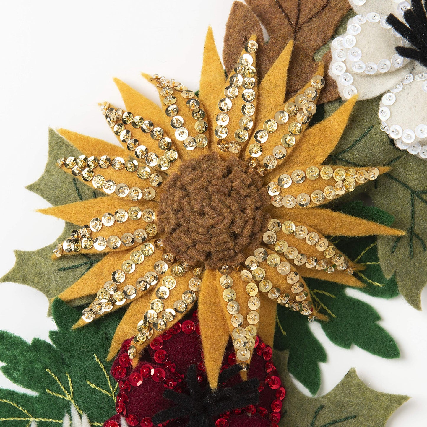 Bucilla 89278E Felt Applique Wreath Kit, 16.5" x 16.5", Floral Fall