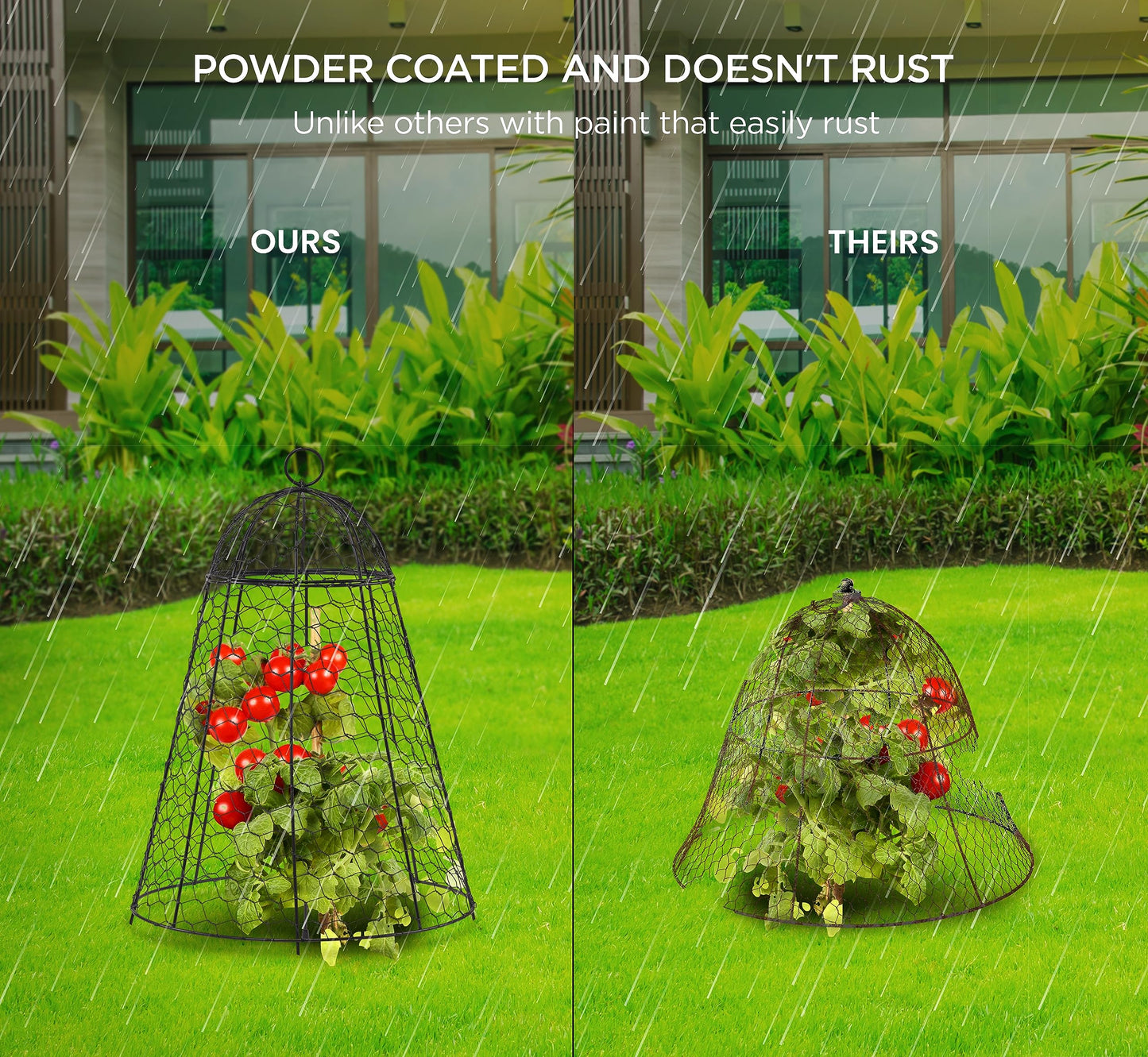 boldworks Garden Cloches for Plants Chicken Wire Cages to Protect from Animals Outdoor Extra Large Rustproof Thicker and Finer Mesh 12" x 20" Pack of 6