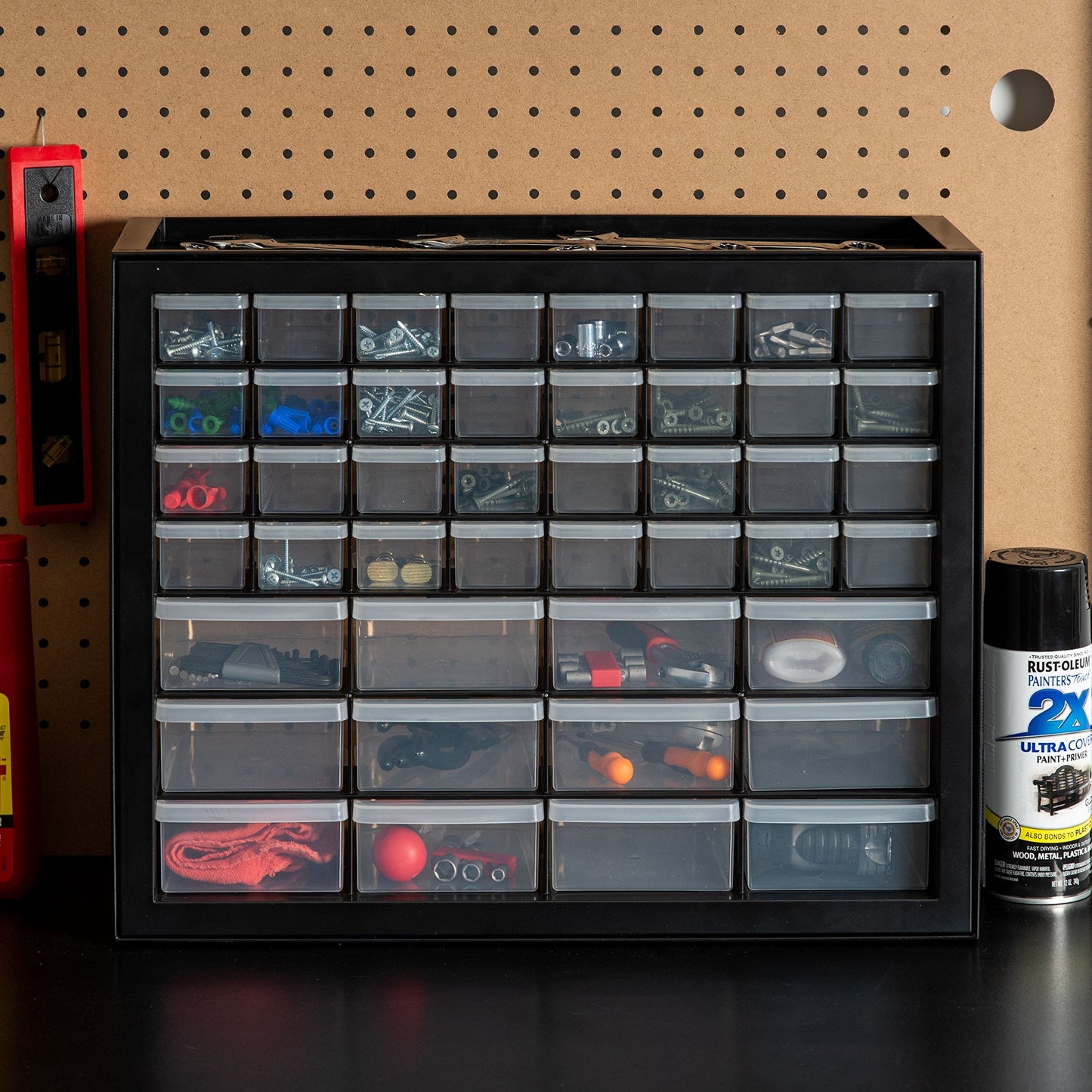 IRIS USA Small Parts Storage, Made in USA, Cabinet, 44-Drawer Organizer for Screws, Nuts, Bolts, Electronics, Hardware, Beads, Crafts, Building Bricks, Stackable Garage Storage – Black