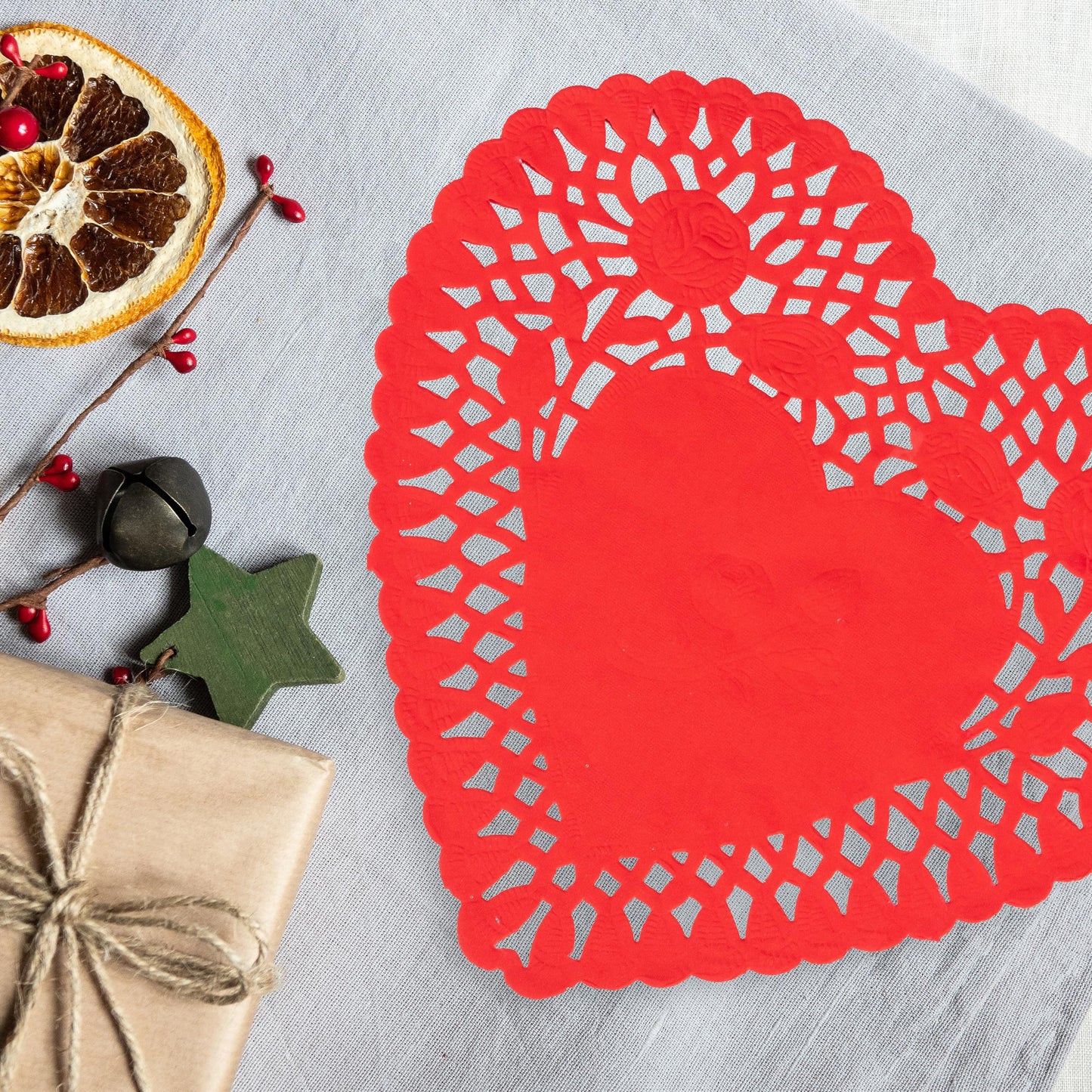 Heart Doilies 10 Inches - Pack of 100, 25 Each in Red, Pink, White, and Blue - Perfect for Valentine's Day Decorations.