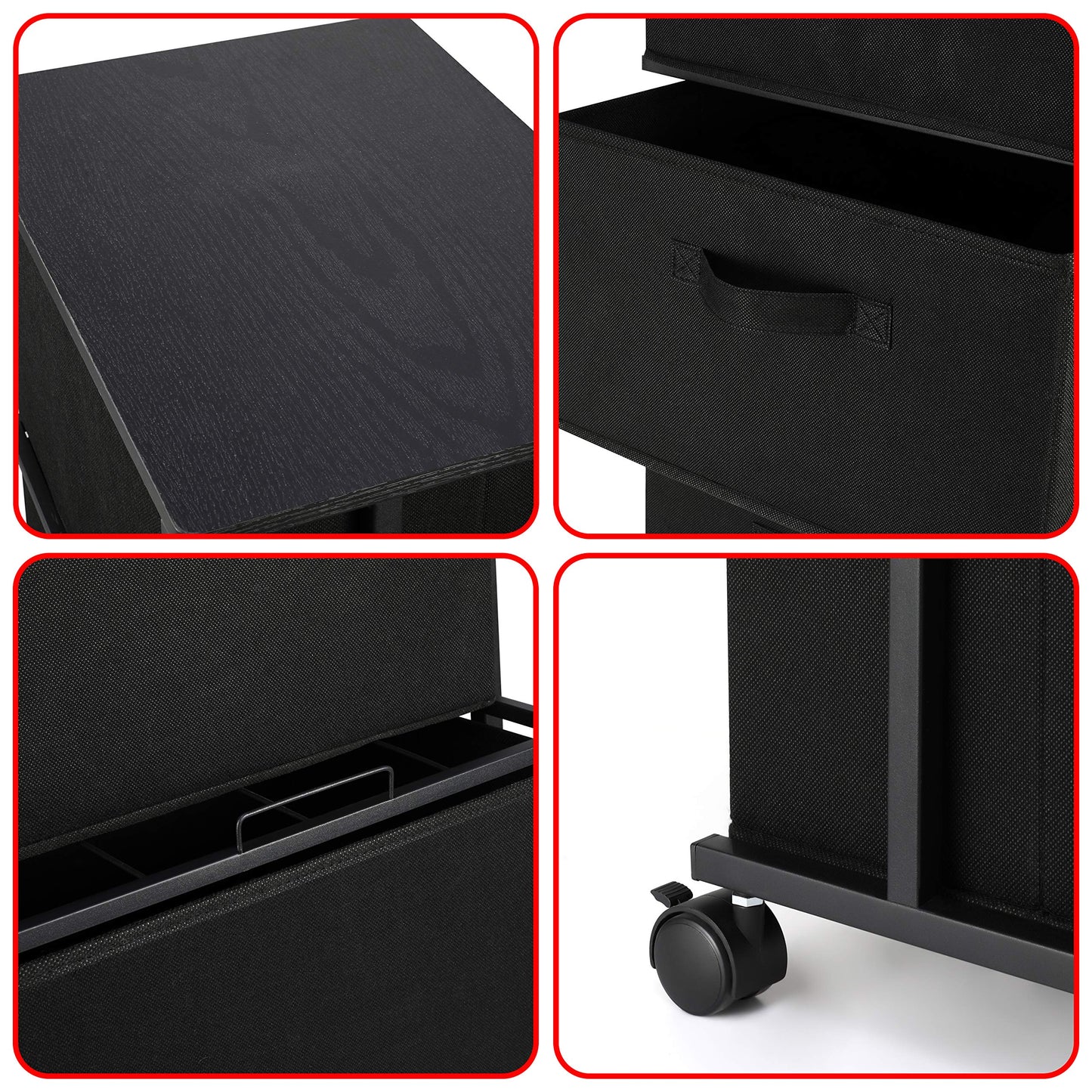 MAX Houser Dresser Storage with 3 Drawers, Fabric Dresser Tower, Vertical Storage Unit for Bedroom, Closet, Office, Black