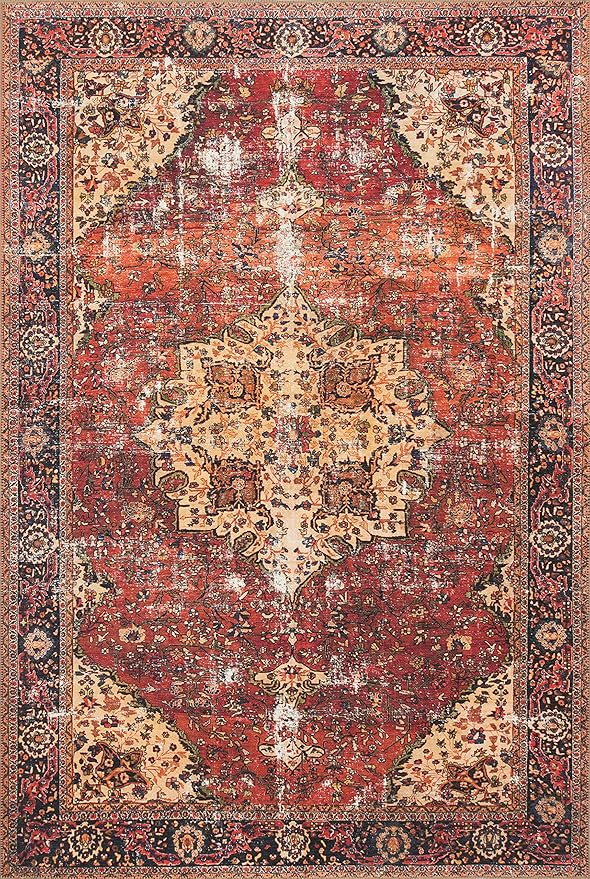 Loloi Loren Collection LQ-07 Red/Navy 2'-6" x 7'-6" Runner Rug