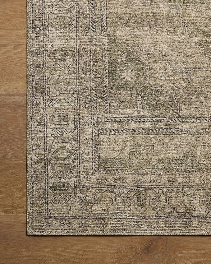 Loloi Amber Lewis Cambria Collection CBR-03 Sand/Olive 5'-0" x 7'-6" Area Rug Jute, Neutral, Vintage Style, Antique Tone, Living, Bedroom, Dining, Carpet