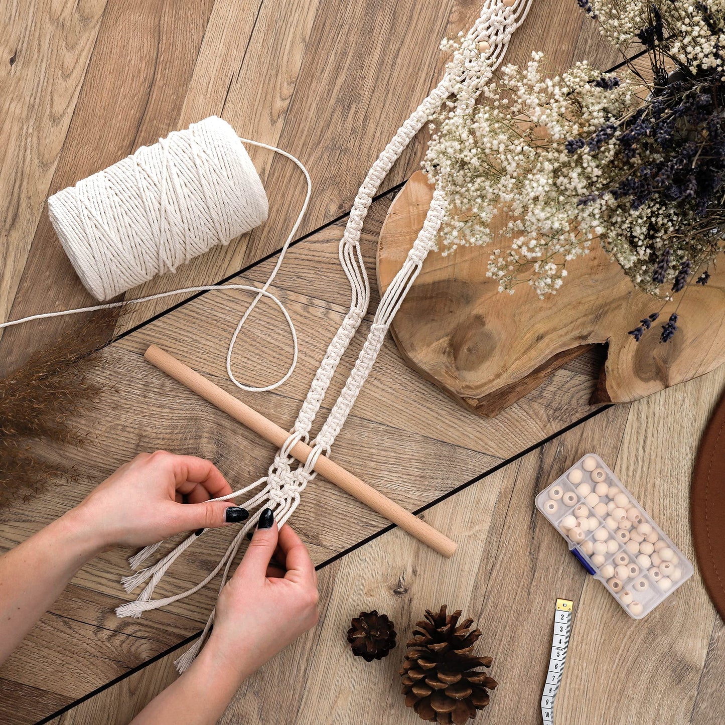 MIGO Creates DIY Macrame Kit for Beginners with 9 Macrame Projects Ebook, 115 Pcs Macrame Supplies & 220yd Cotton Yarn | Create Unique Bohemian Decor Craft Projects! Perfect DIY Crafts for Adults!