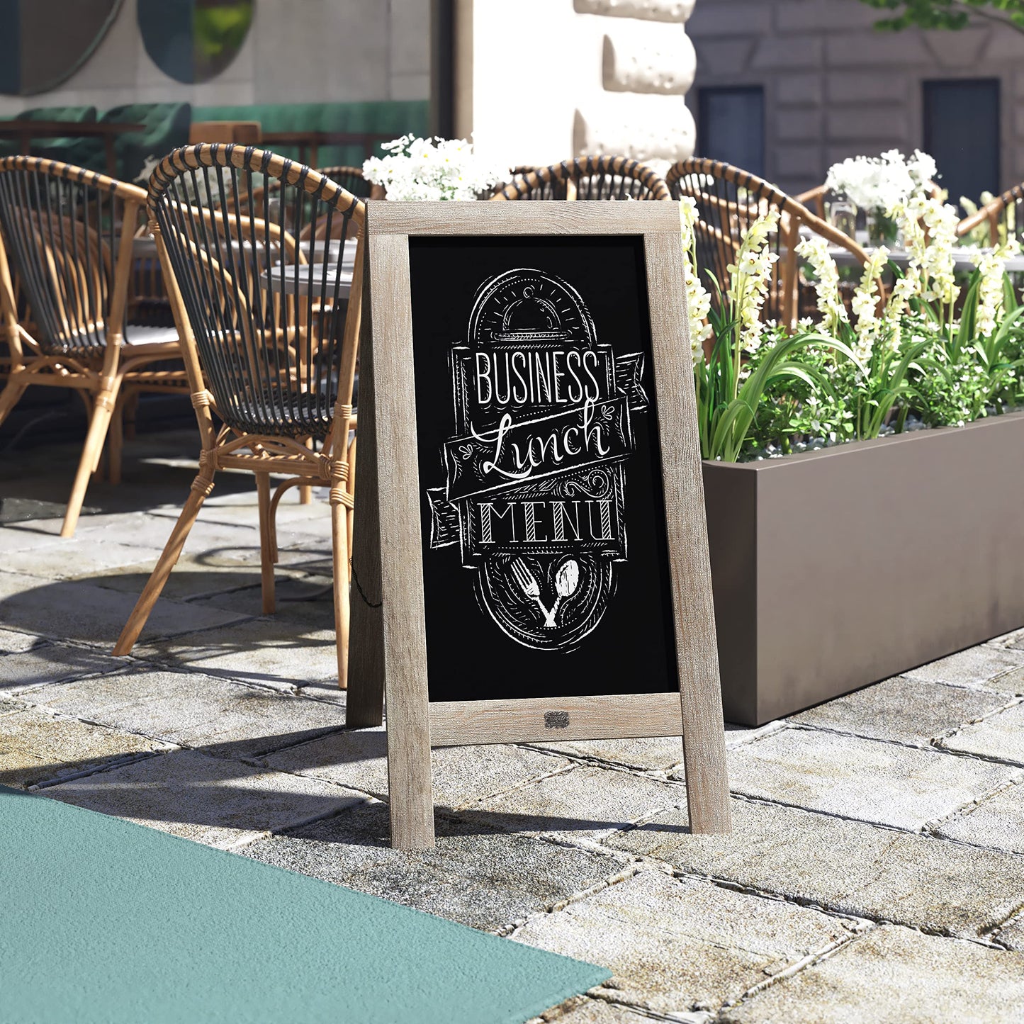 A Frame Chalkboard by HBCY Creations: 40x20 Solid Wood A-Frame Sign Light Wash Double-Sided Magnetic Board, Chalkboard Menu Board, for Restaurants, Cafés, Weddings - Heavy Duty Hinges