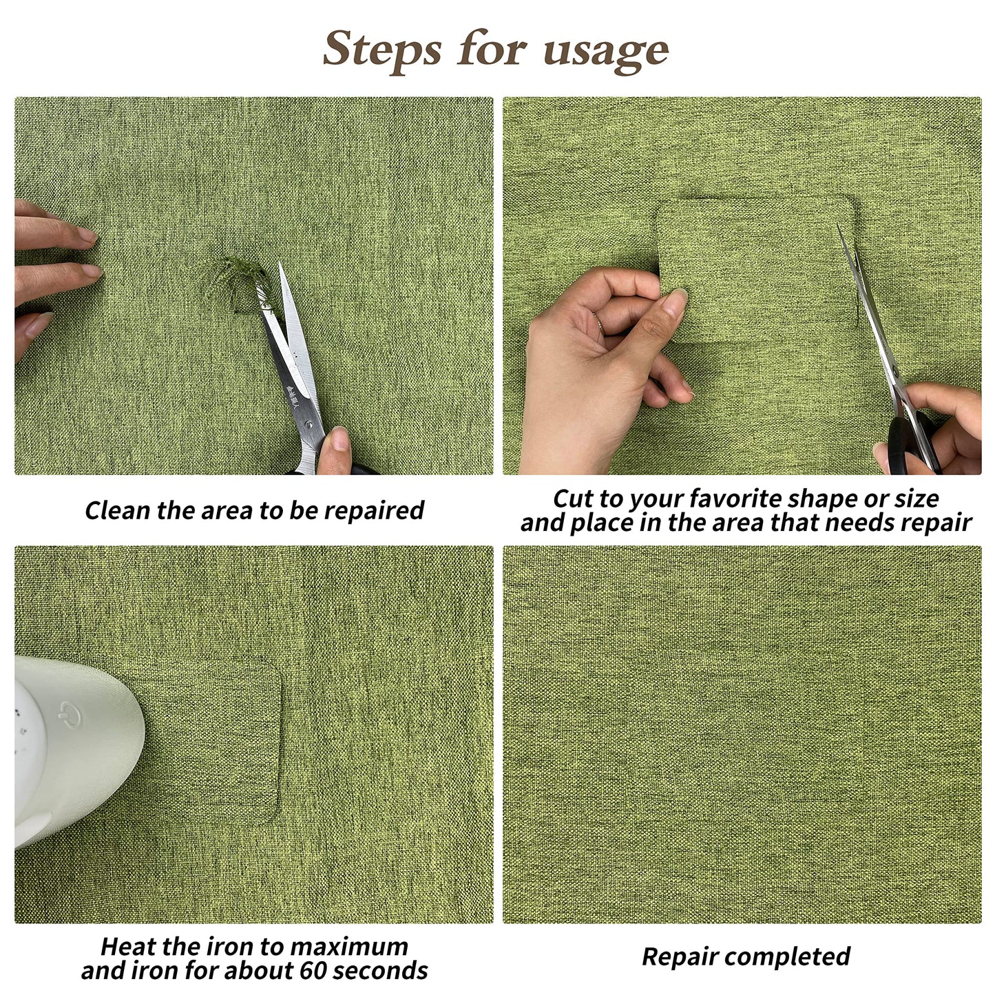 King Mountain Premium Linen Fabric Iron-on Repair Patch, Inside&Outside 3"x60" With Backing Glue, Decorative Kit (Medium Grey)