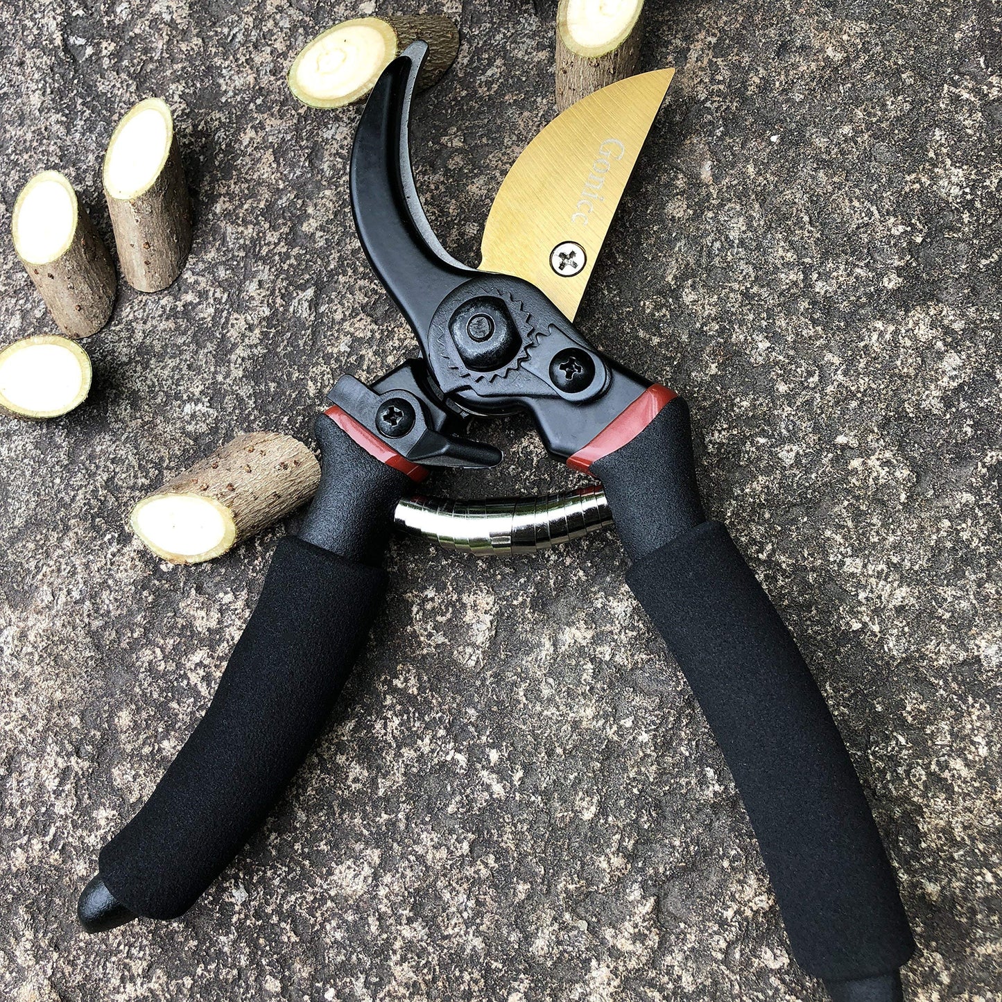 gonicc 8" Professional Premium Titanium Bypass Pruning Shears (GPPS-1003), Hand Pruners, Garden Clippers, Bonsai Cutters